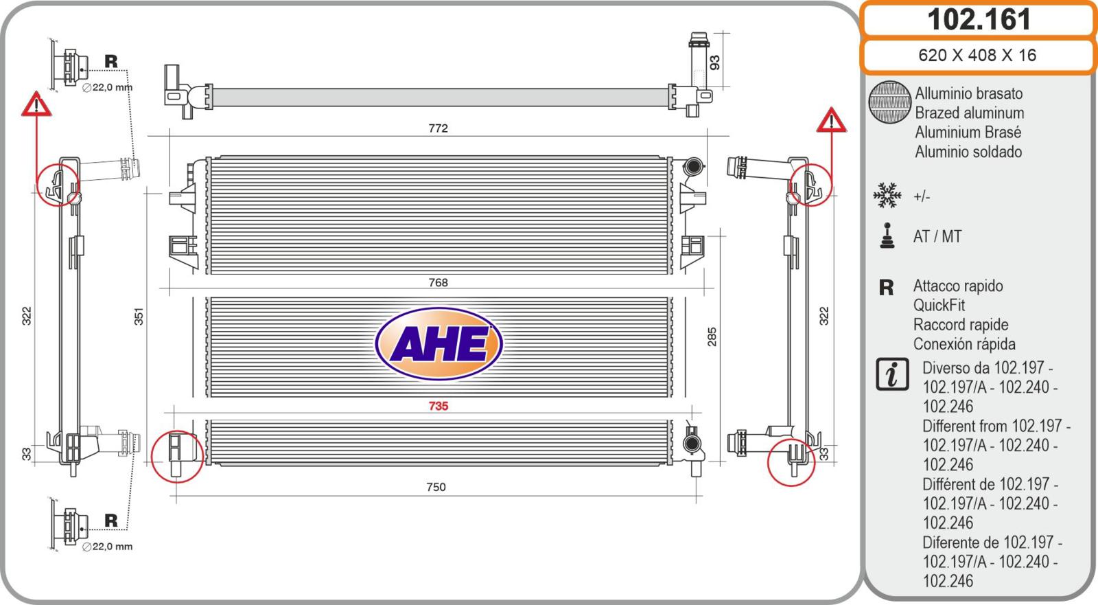 Rad. Sup. AUDI/SEAT/SKODA/VW A3/LEON/OCTAVIA/GOLF