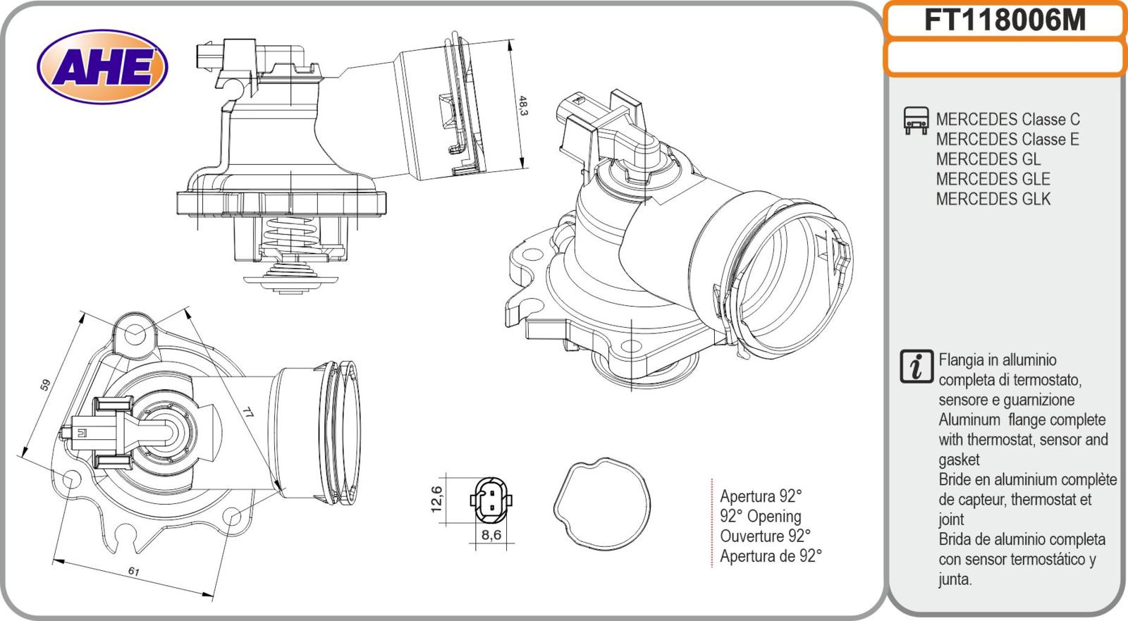 Fl. Term. MERCEDES Classe C/E/GL/GLE/GLK 300CDi/350CDi 01.06-10.19