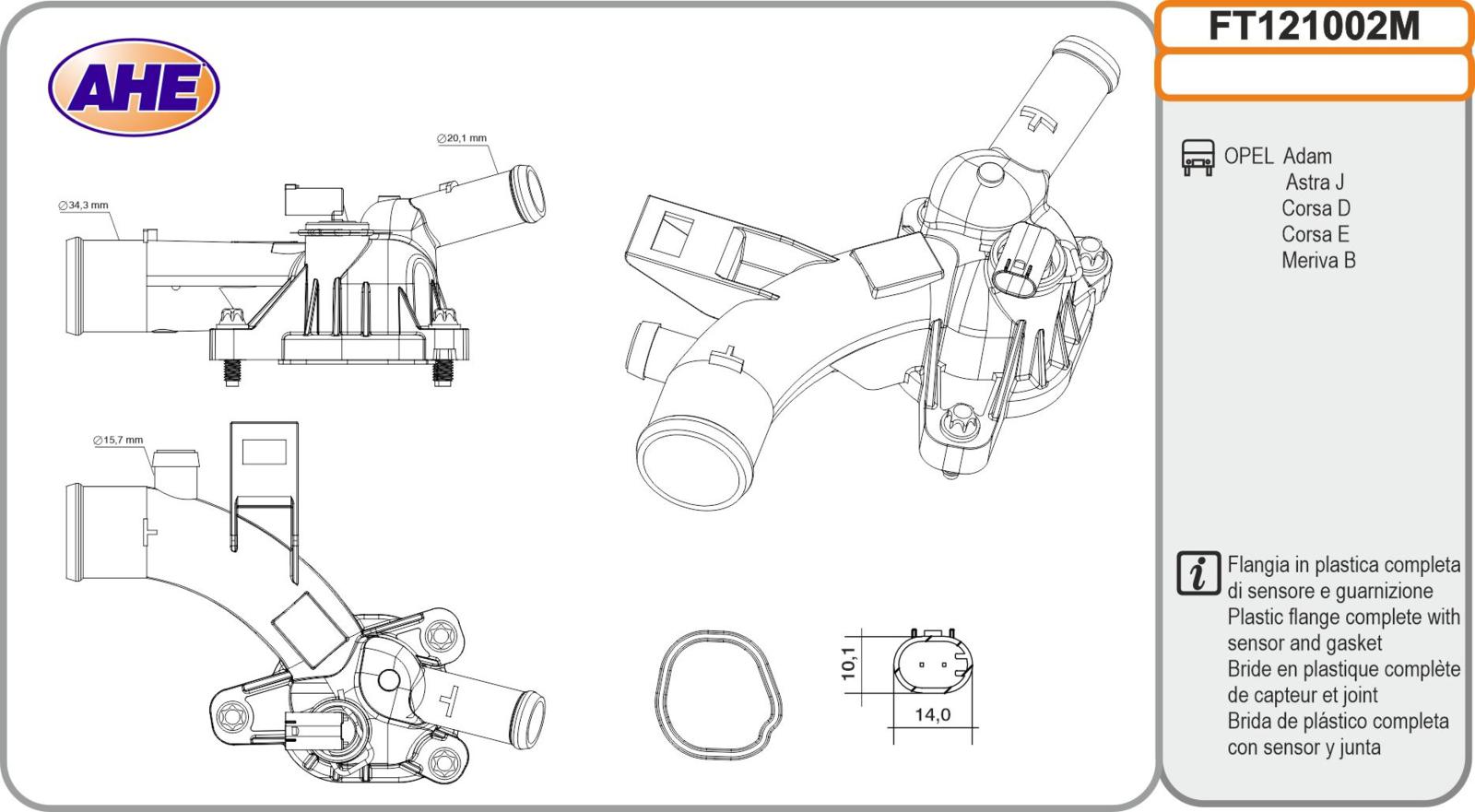 Fl. Term. OPEL Adam/Astra J/Corsa D/Corsa E/Meriva B 1.2/1.4 09.09-