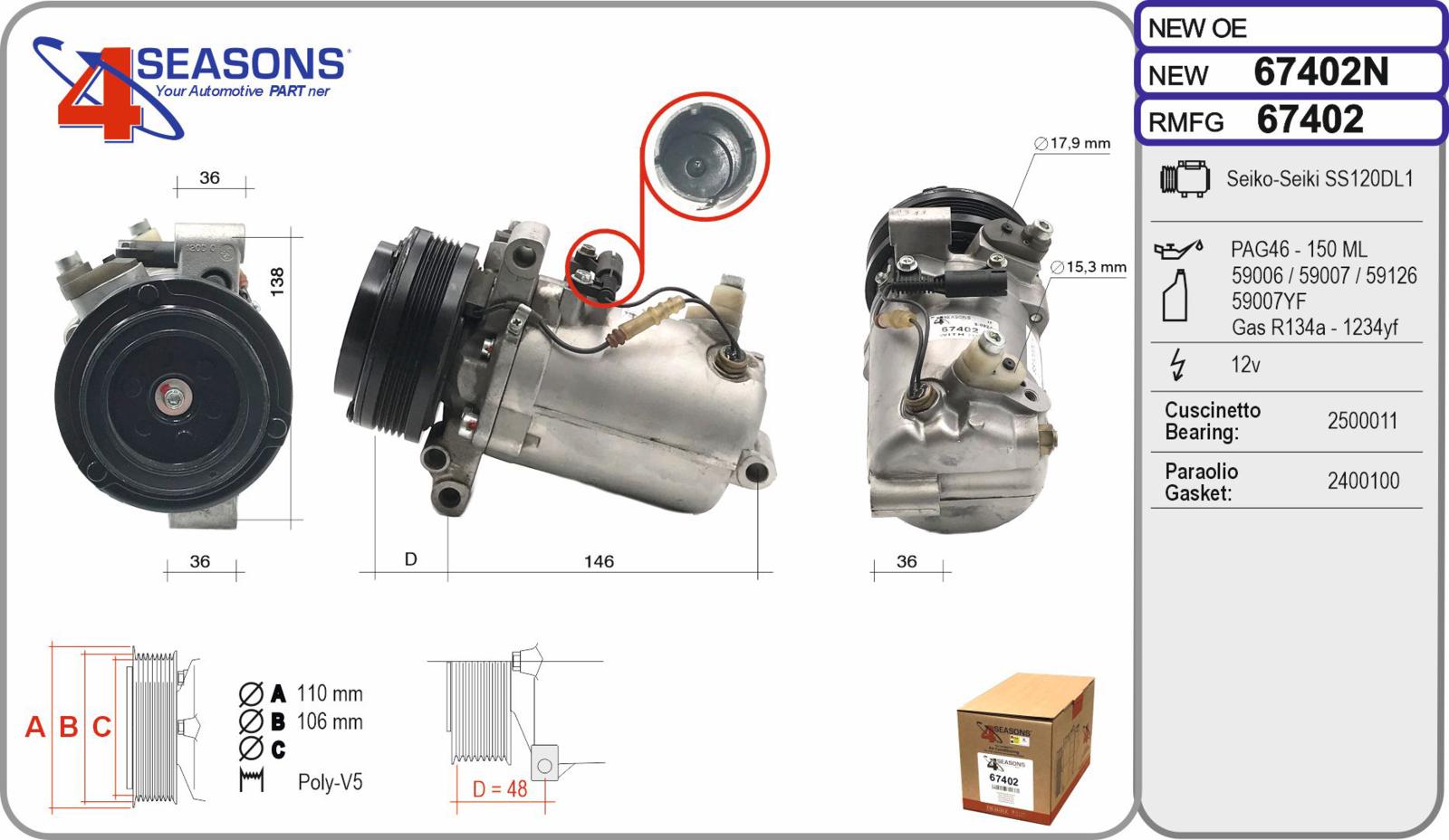 Cmp Rem BMW E46/E39 Serie 3/5/Z3 16/18/18d/20d 02.98-05.04