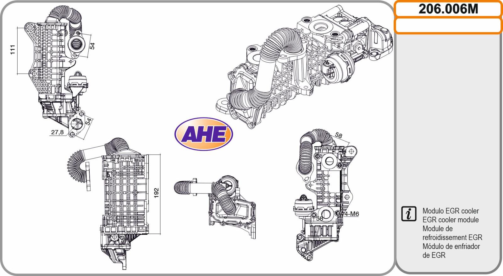 Mod. EGR Cooler CITROEN / FIAT C3 / C4 / Doblo / Scudo 1.5Hdi 09.17-
