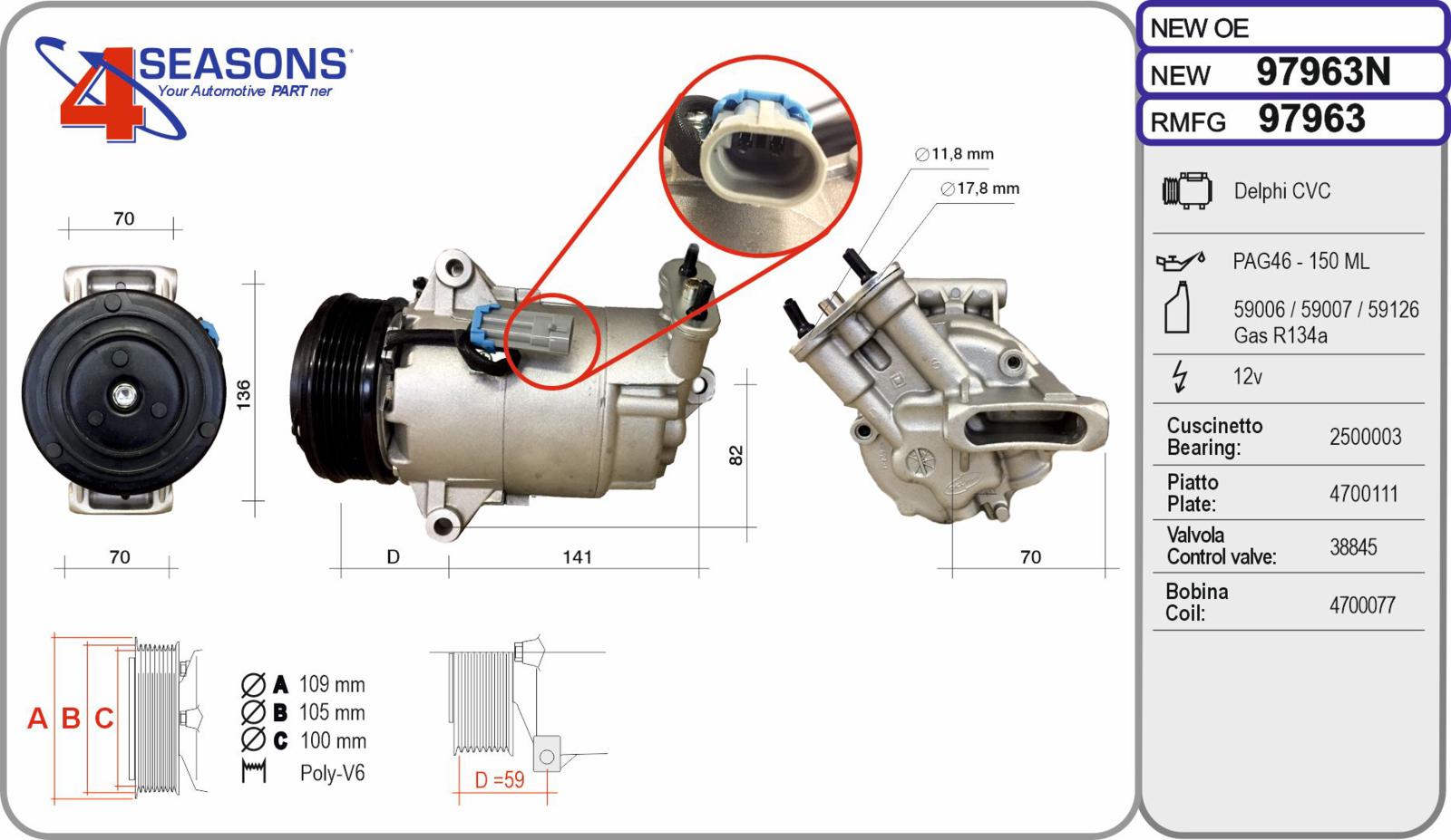 Cmp Rem OPEL Astra H/Zafira B 1.2/1.4/1.8/1.9CDTi/2.0 01.04-04.15