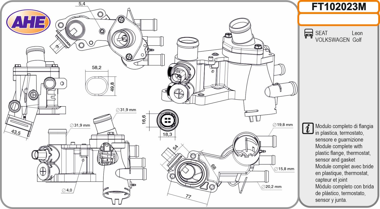 Fl. Term. SEAT / VW Leon / Golf 1.4 / 1.6 10.97-12.10