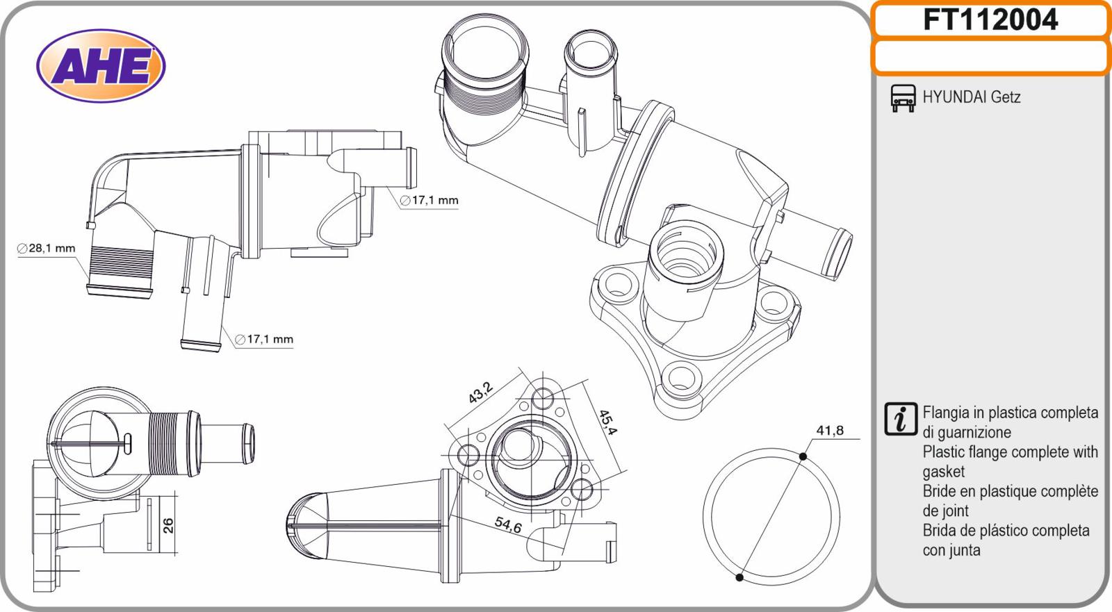 Flangia HYUNDAI Getz 1.1 / 1.3 / 1.4 / 1.6 09.02-12.10
