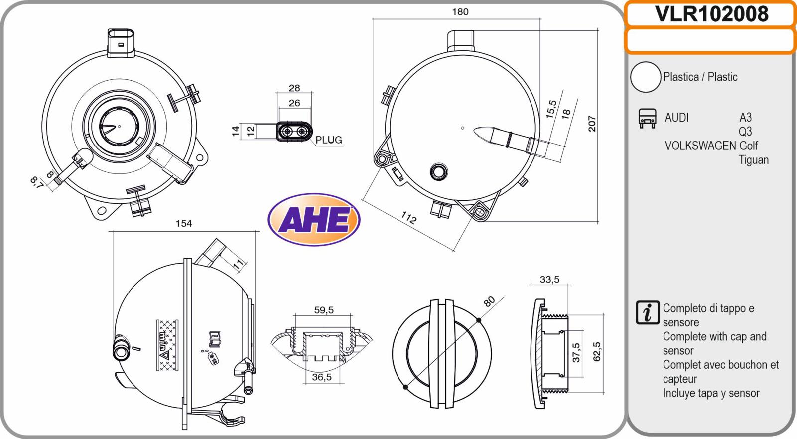 Vas. Liq. Ref. AUDI / VW A3 / Q3 / Golf / Tiguan 02.03-03.24