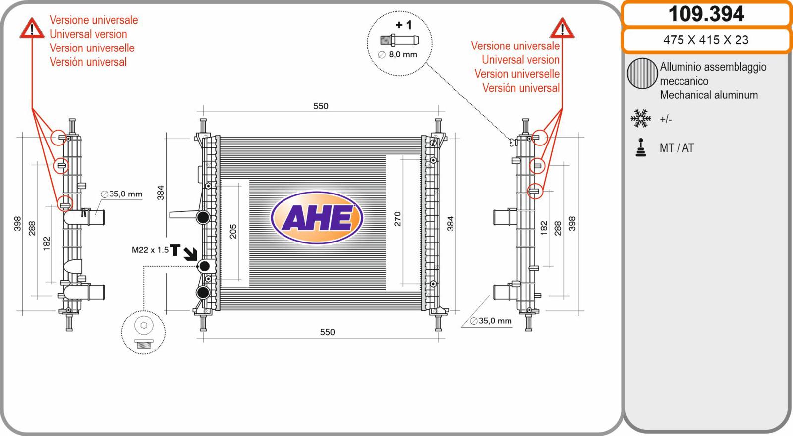 Rad. FIAT MULTIPLA 1.6 16V 01.04- M   AC